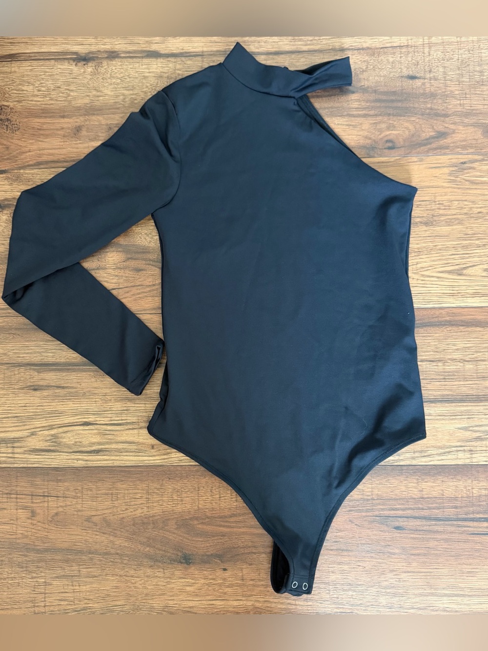 Abercrombie & Fitch asymmetrical one shoulder black bodysuit Small Chic EUC